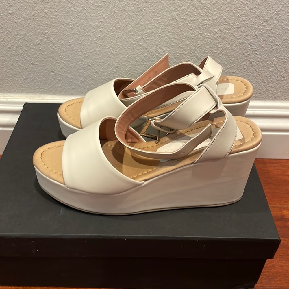 Rachel Comey Cream Platform Wedge Sandals